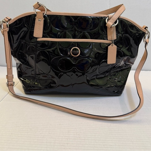 Coach Peyton Embossed Signature C Patent Leather Tote Bag - Picture 1 of 15